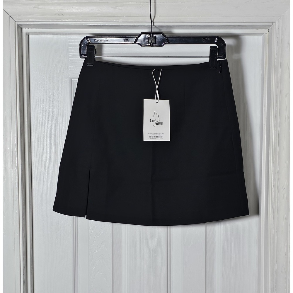 Djerf Avenue Woman's Have Mini Skirt Size XS Black Side Slit Lined
